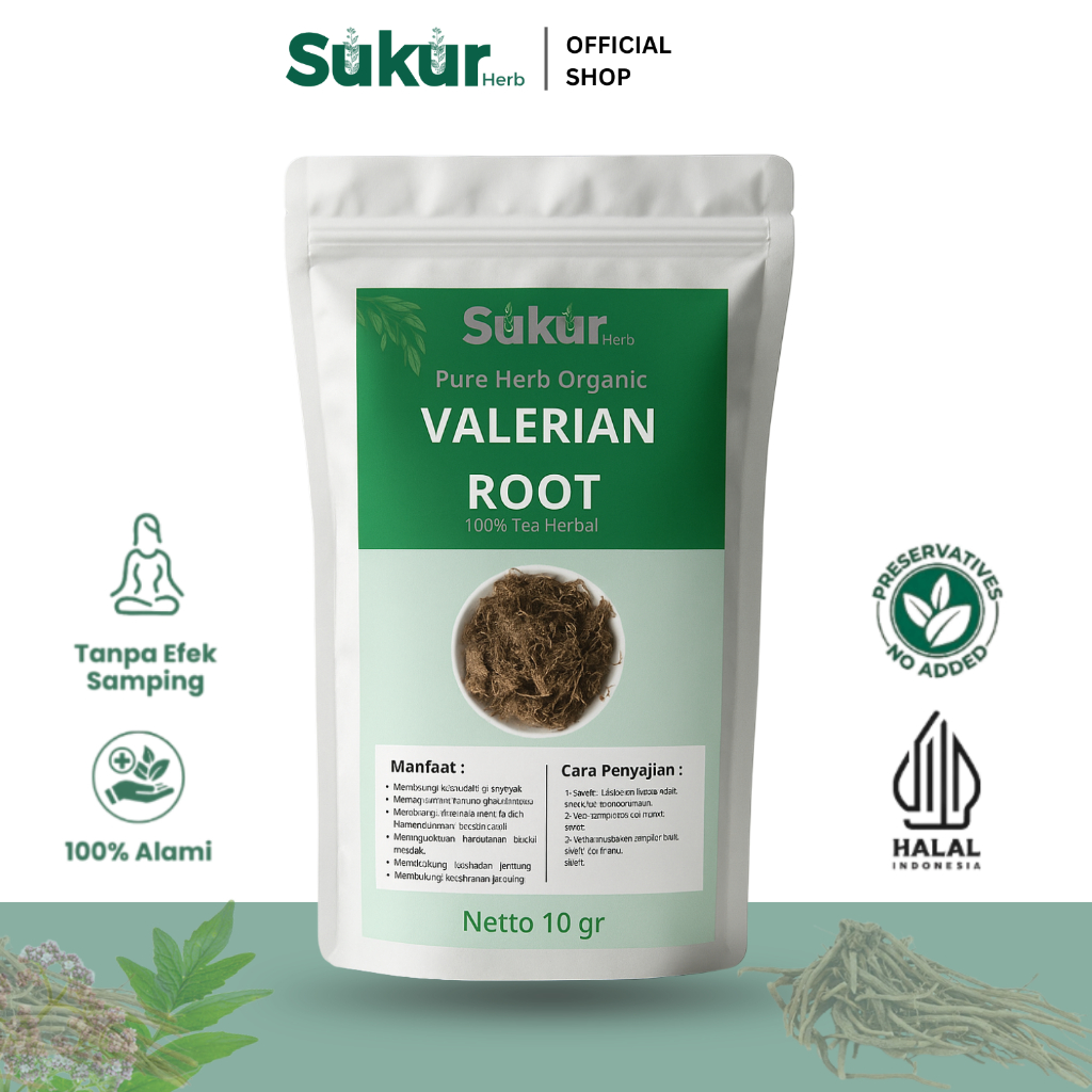 Sukur Herb - Teh Akar Valerian Root Herbal Alami – Penenang, Relaksasi, Tidur Nyenyak, Anti Stres