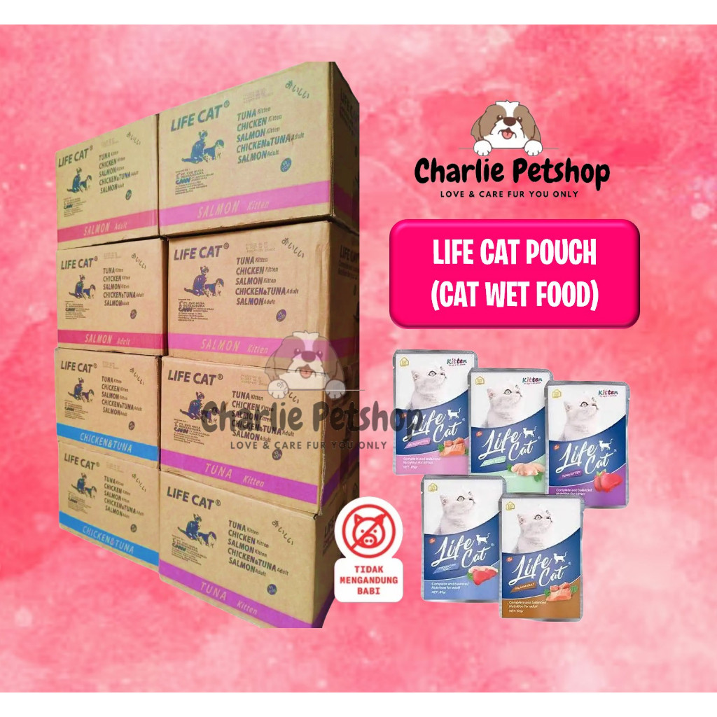 Life cat Pouch Wet Food 1 dus / 24 Sachet Makanan Kucing Basah