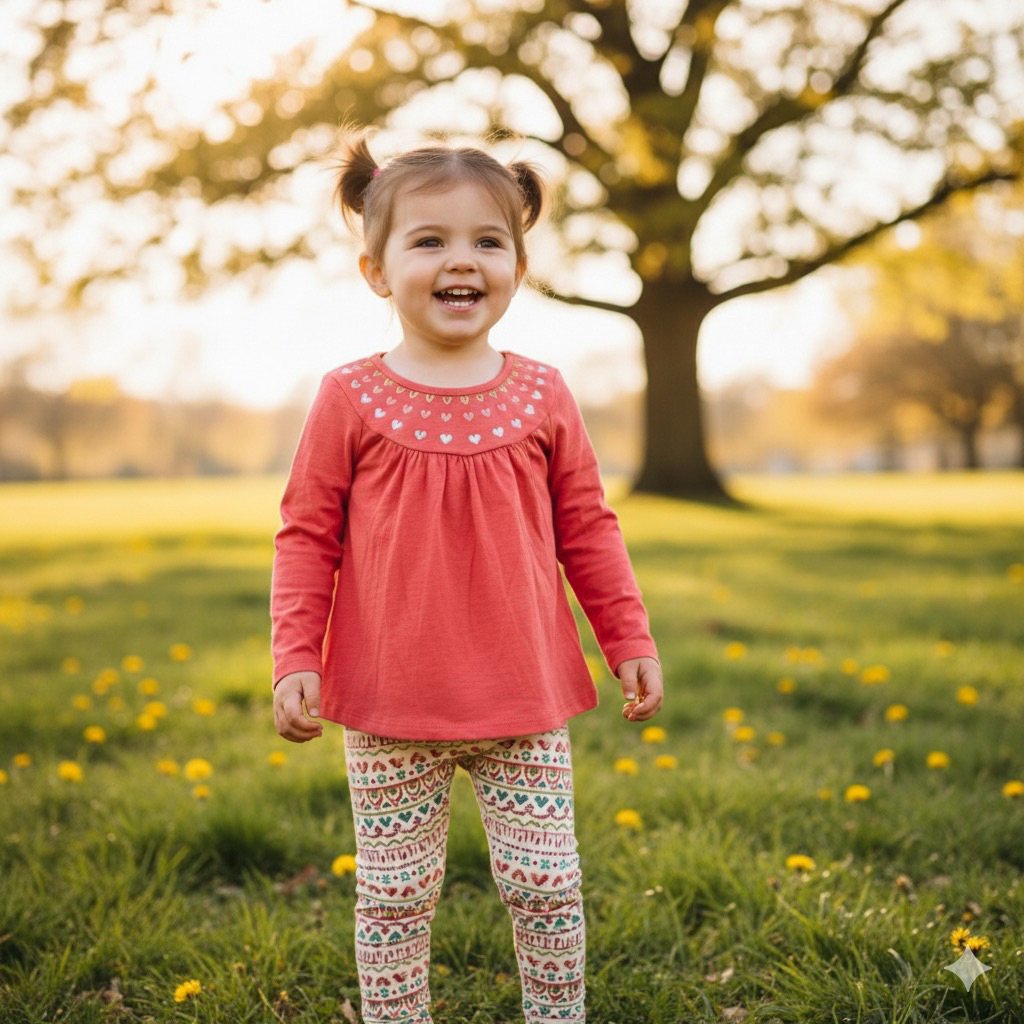 READY STOK Set Isaac Mizrahi Anak Perempuan Motif Love