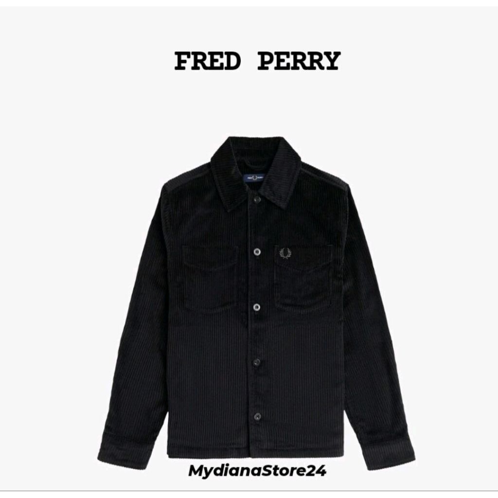 FRED PERRY - FRED PERRY CORDUROY OVERSHIRT - BLACK
