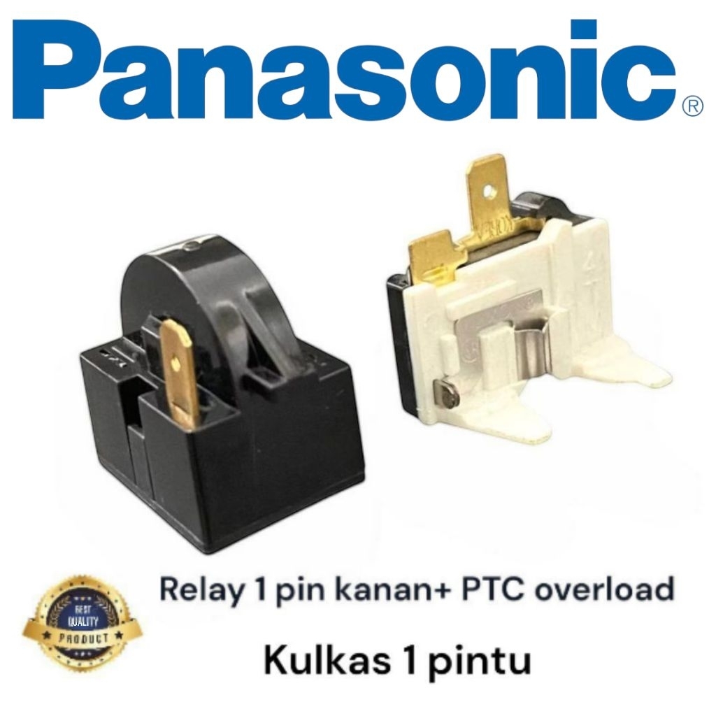 (1set) Relay+ptc overload 1 pin kanan kulkas panasonic 1 pintu/kulkas merk panasonic