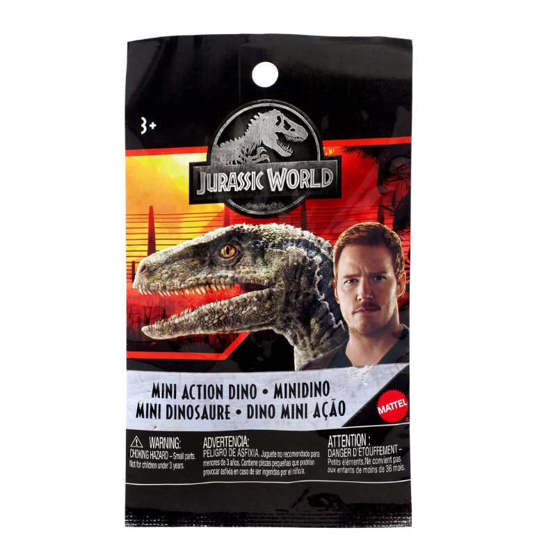 Mattel Jurassic World Series Mini Dinosaur Figure Mystery, 4 Pack