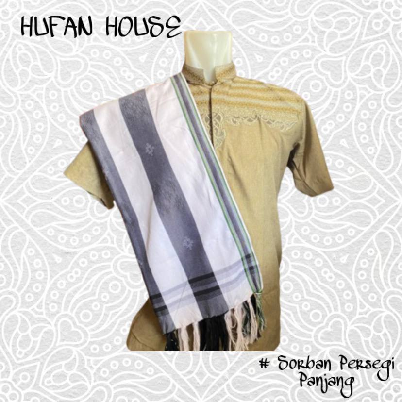 Sorban Hitam Putih Persegi Panjang / Sorban Premium