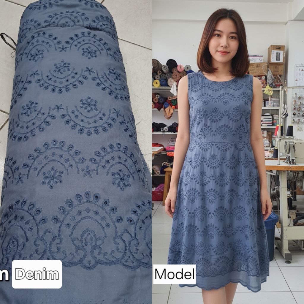 Kain bahan katun bordir bolong / Kain katun bolong import