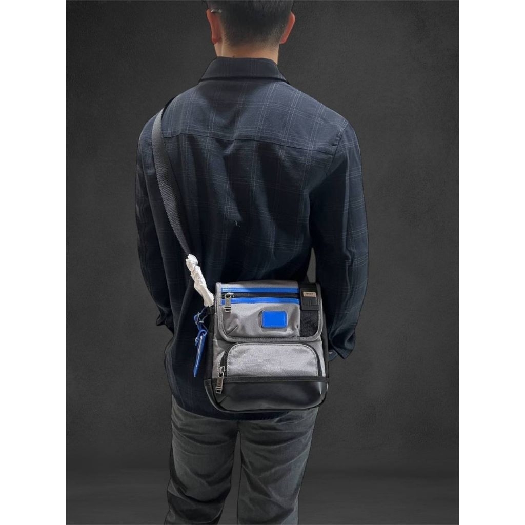 Tumi Kerby Crossbody Canvas Grey Blue