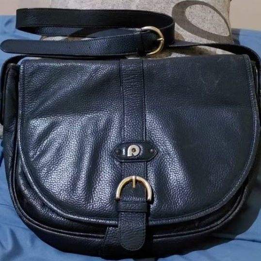 [Preloved Papilon] Tas Selempang Wanita Papilon Original – Warna Navy | Shoulder Bag Kulit Sintetis