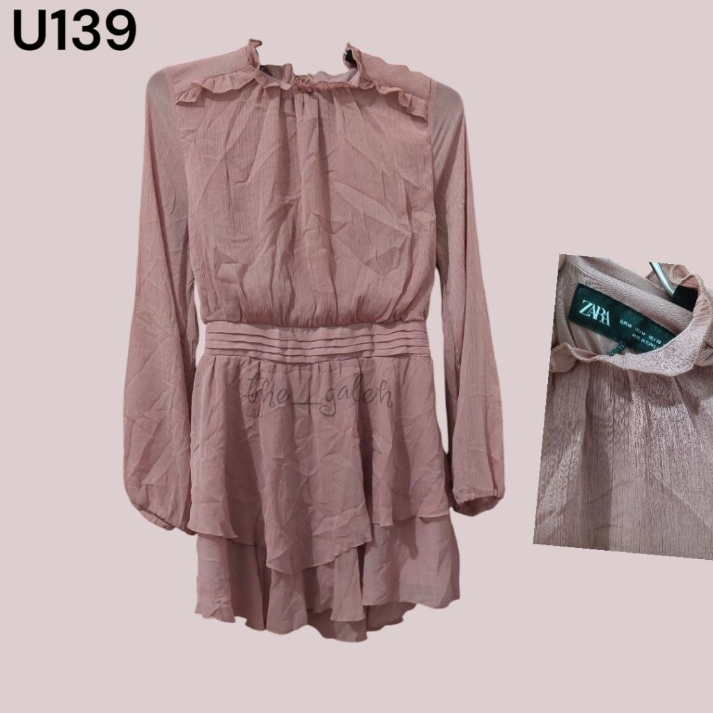 U139 Zara Original 100% Baju Blouse Lengan Panjang Wanita Pink Bagus Murah