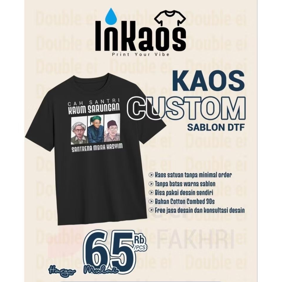 Kaos Sablon Custom Santri / Request Desain