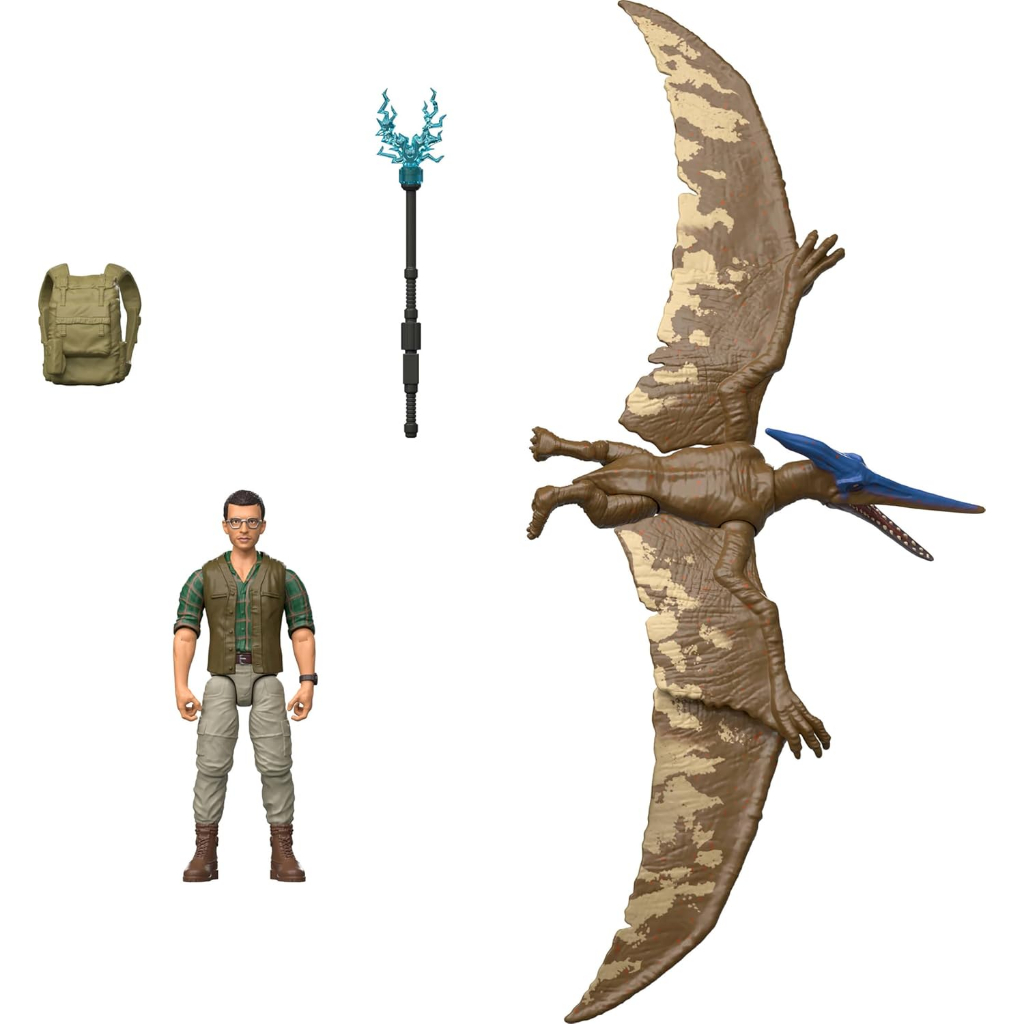 Mattel Jurassic World Rebirth Human & Dinosaur Figure Pack, Dr Henry Loomis & Pteranodon, Movie Accu