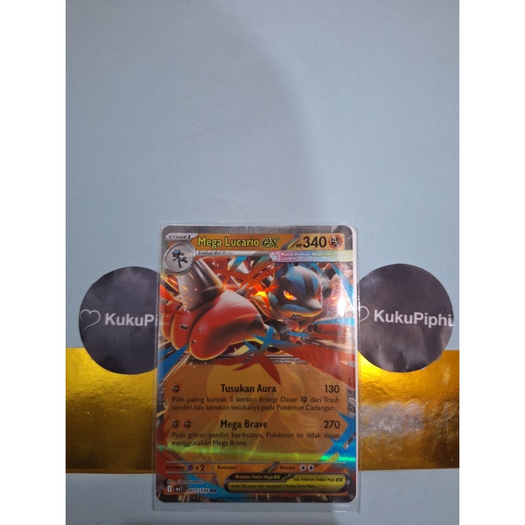 Kartu Pokemon Mega Lucario EX RR 077/126 Evolusi Mega MA1