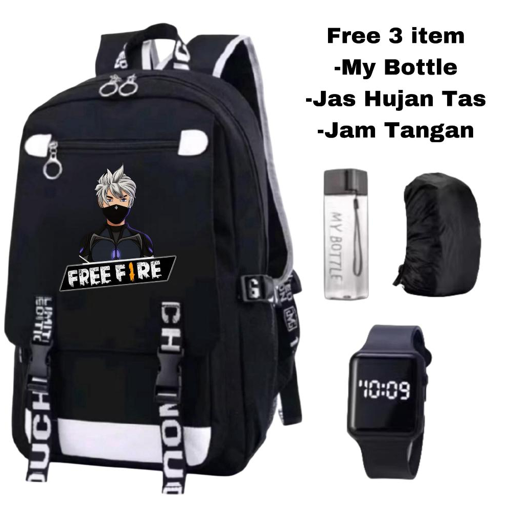 tas sekolah free fire-tas ransel anak laki-laki-tas sekolah lengkap aksesoris