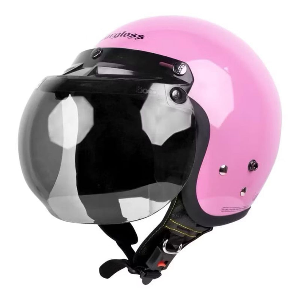 CARGLOSS CFM RETRO HELM HALF FACE -PALE PINK, HELM CARGLOSS CFM SOLID
