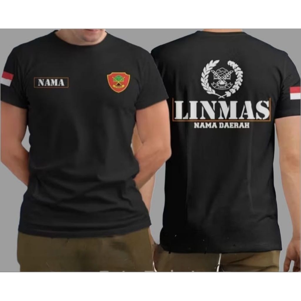 Kaos Hitam Linmas Desain Logo Kaos Distro Unisex