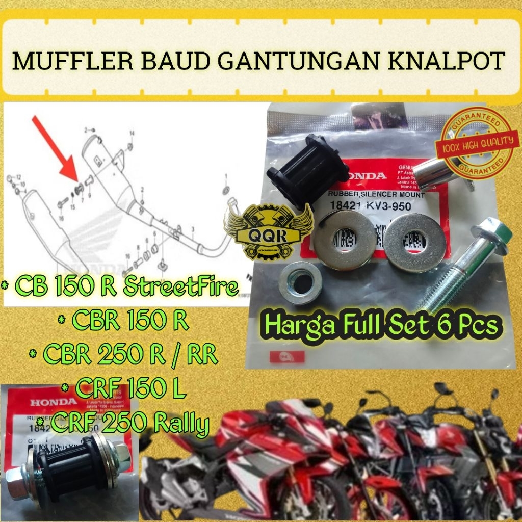 Set Karet Muffler Ring Bosh Collar Silincer Dudukan Knalpot Honda Cb 150 R StreetFire Cbr 150 R Cbr 