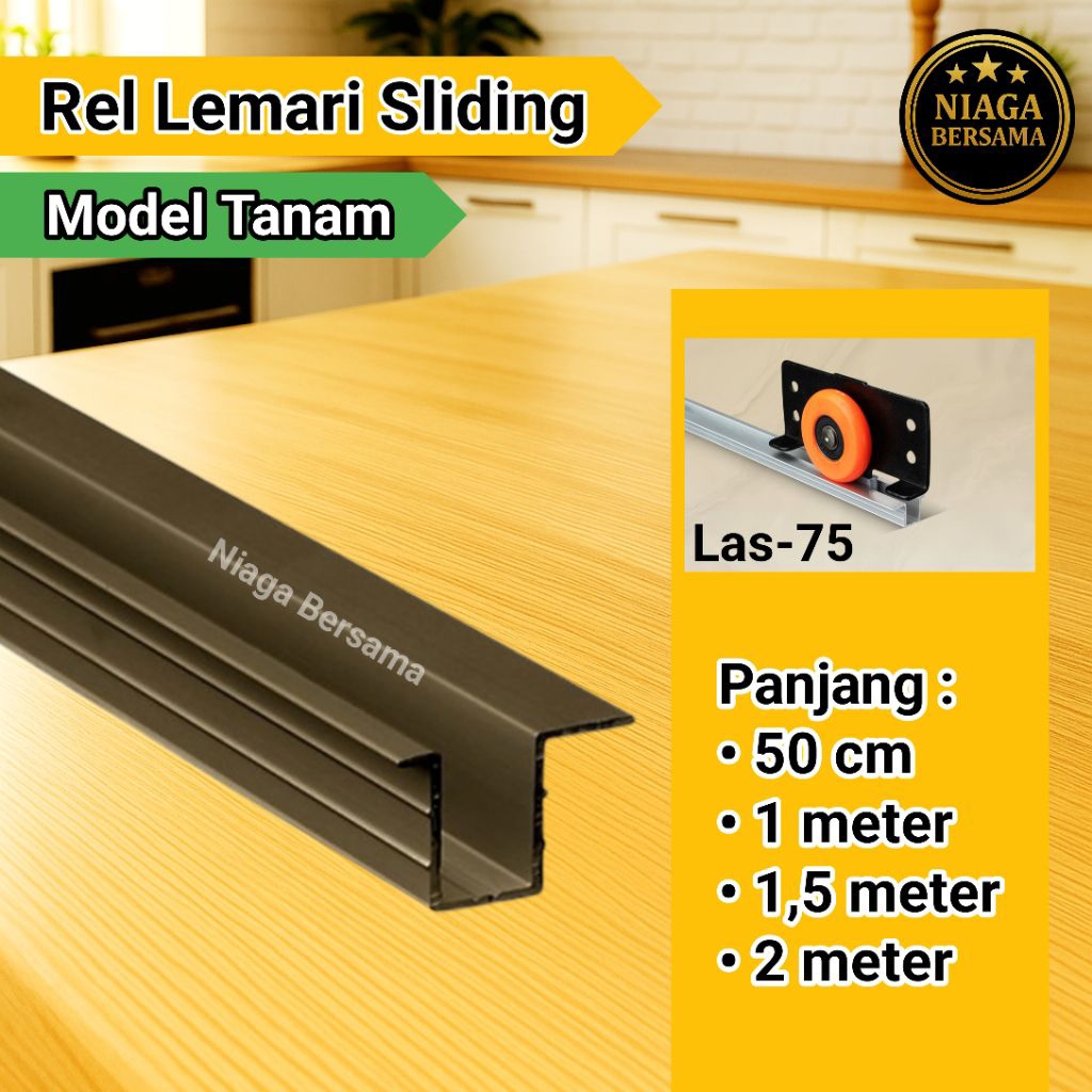 Rel Lemari Sliding Model Tanam Las-75 Eceran Perbatang