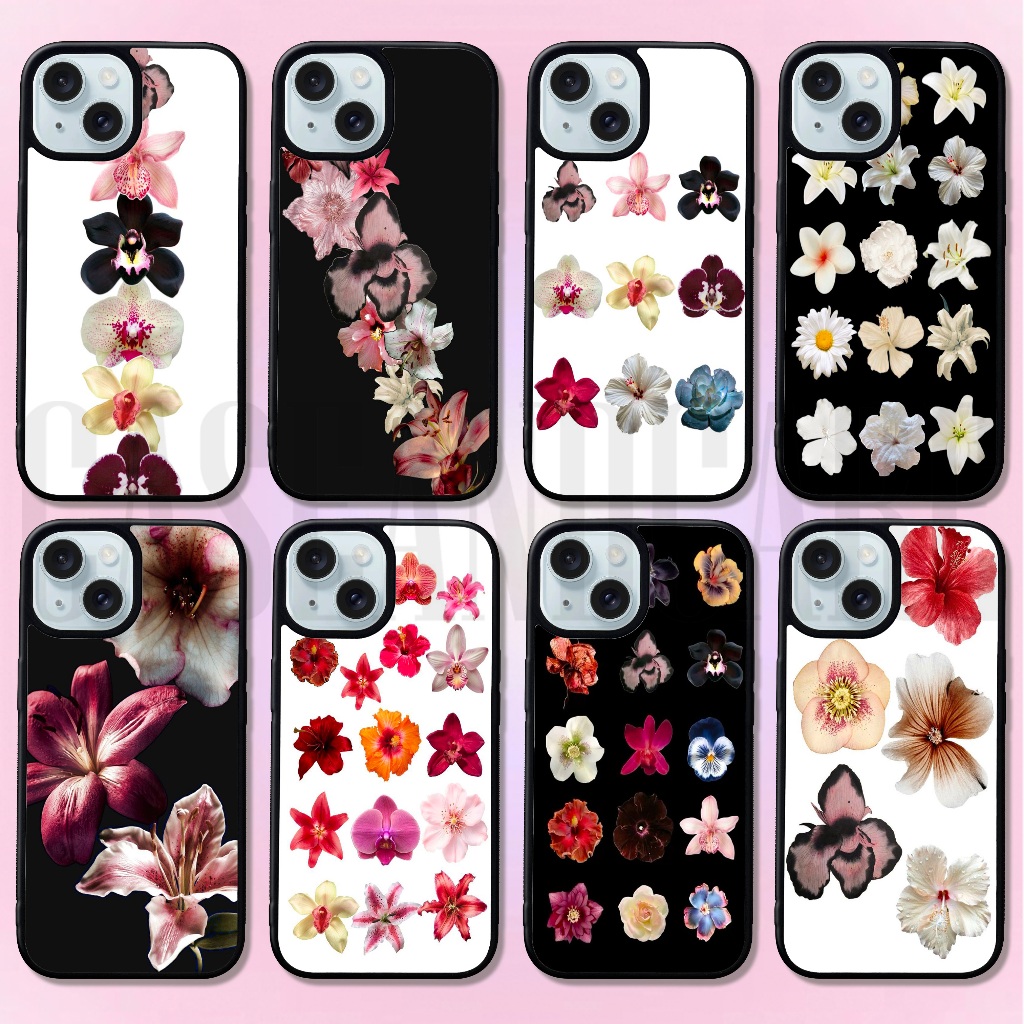 CASE CUSTOM RUBBER IPHONE ANDROID CASING ALL TYPE TEMA FLOWER ORCHID PITA Y2K PATTERN AESTHETIC