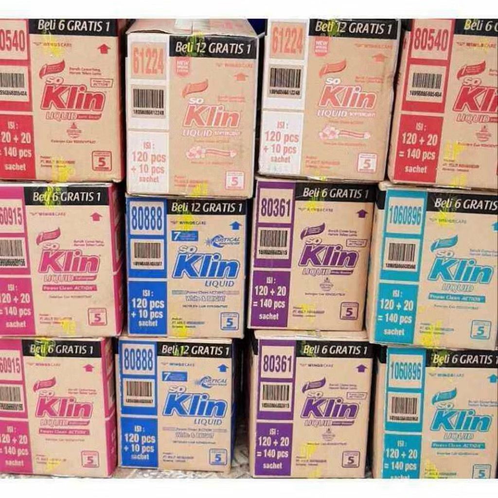 2 DOS GROSIR SOKLINLIQUID 130 SACHET DETERJEN CAIR RINSO ANTI NODA 104 SACHET