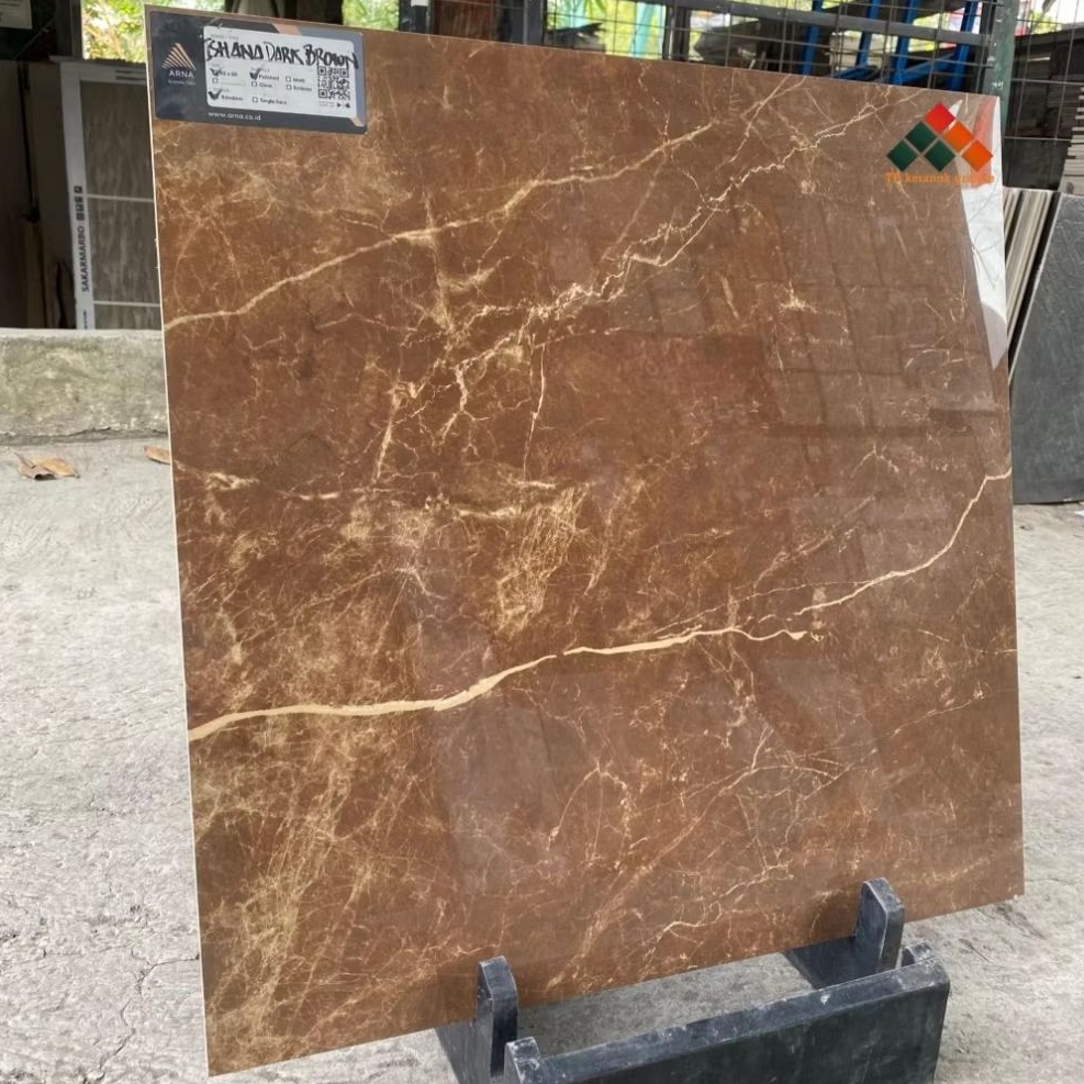 Granite Lantai 60x60 Ishana Dark Brown | Arna | Glazed Polished