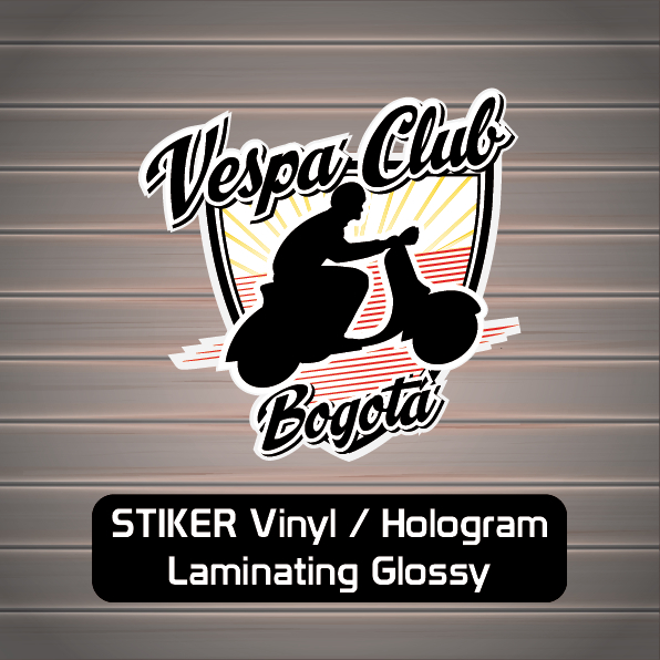 Stiker Motor Club Vespa Tahan Air Printing Vinyl Sticker, Gold Stiker, Hologram