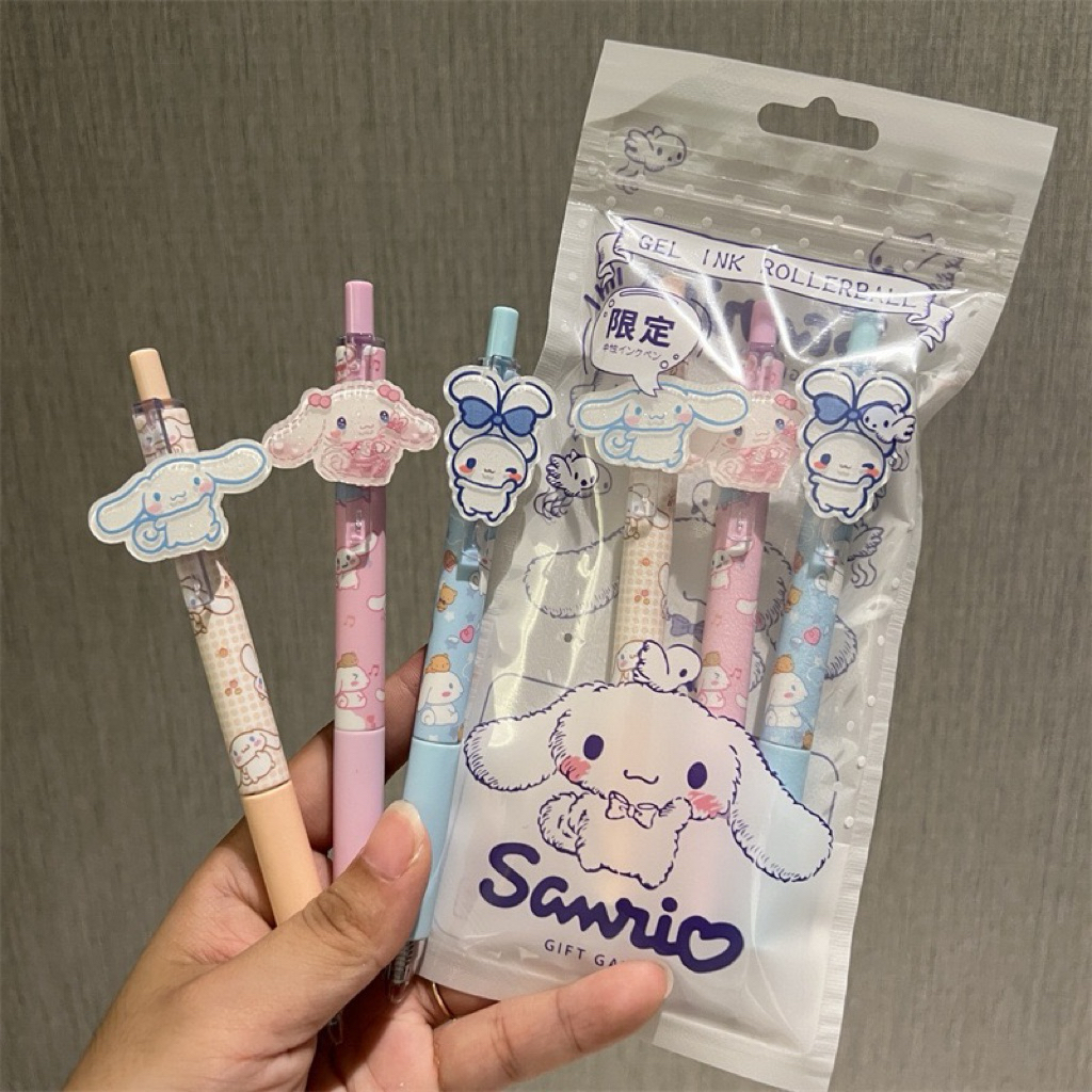 Pulpen Sanrio Set 3pcs 0.5mm Lucu Karakter Hello Kitty My Melody Cinnamoroll – Pulpen Gel Estetik Ko