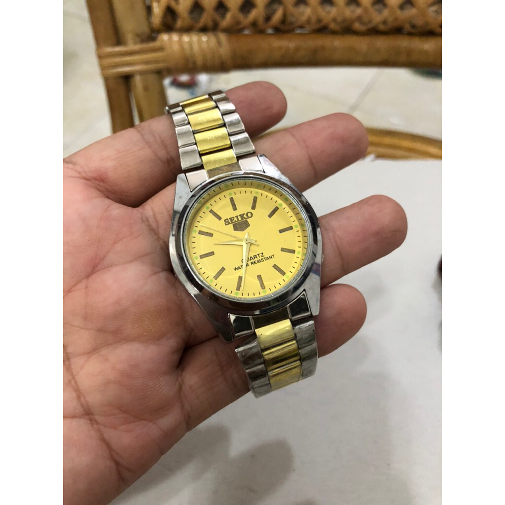 jam tangan pria Seiko 5 quartz stenlis steel fashionable vintage siap pakai