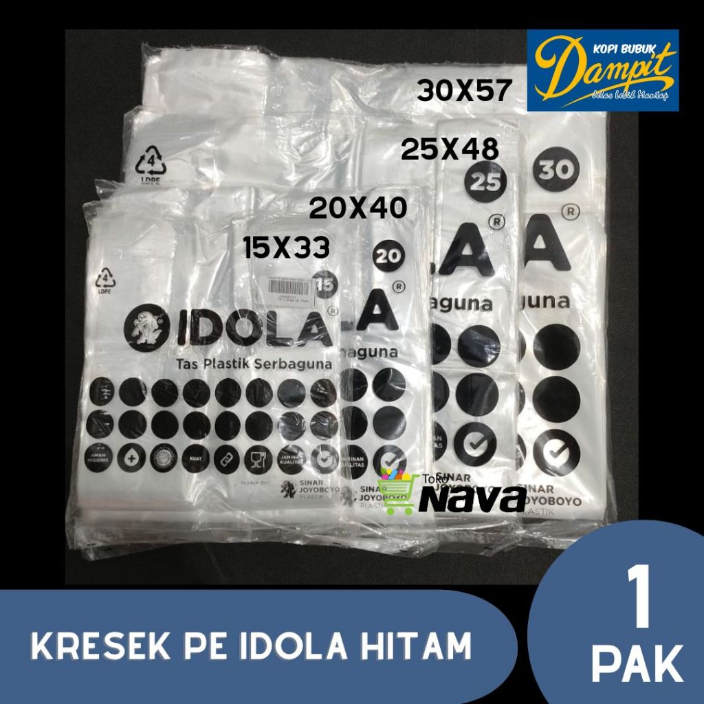 KRESEK PE IDOLA HITAM 15X33 20X40 25X48 30X57 / KRESEK PE IDOLA HITAM