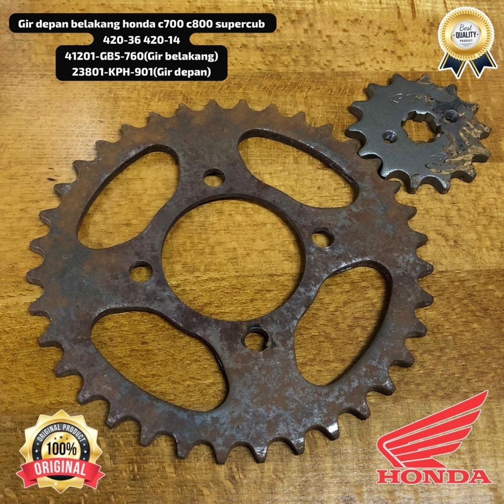 GIR DEPAN BELAKANG UKURAN 420-36 420-14 HONDA C700 C800 SUPERCUB  ORIGINAL NOS 41201-GB5-760 23801-K