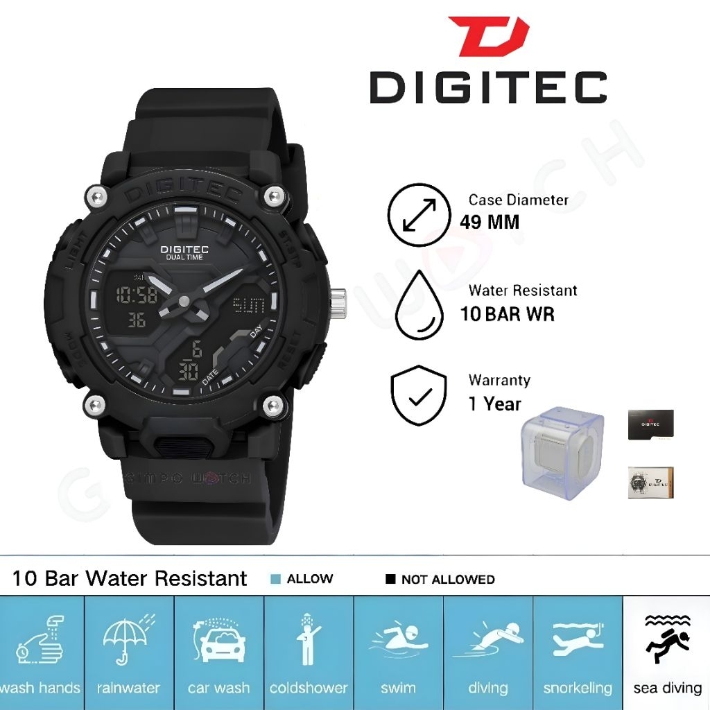 DA-2205T Jam Tangan Analog Digital Pria Digitec Original Wr10bar