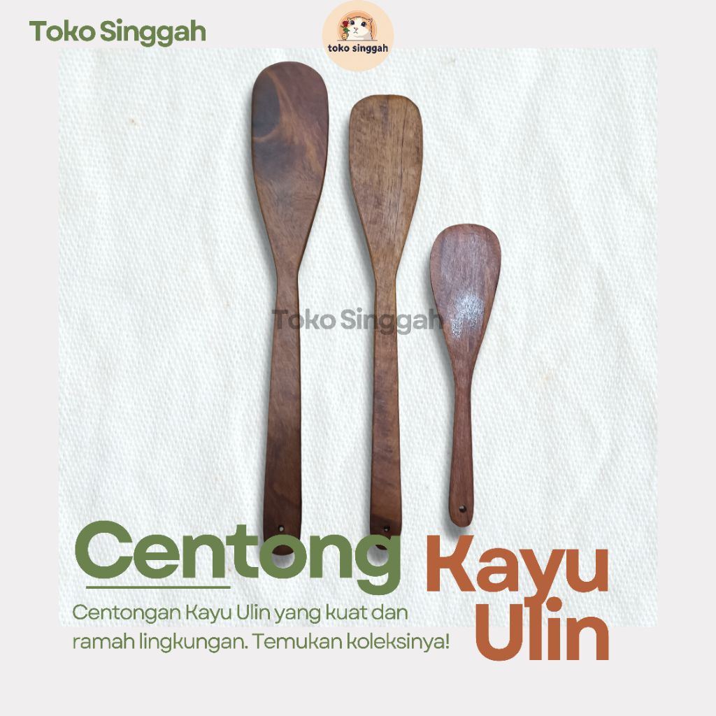 Spatula Sutil Kayu Ulin Asli Serbaguna Sodet, Sendok, Spatula, Centong Nasi Khas Kalimantan Kuat Tah