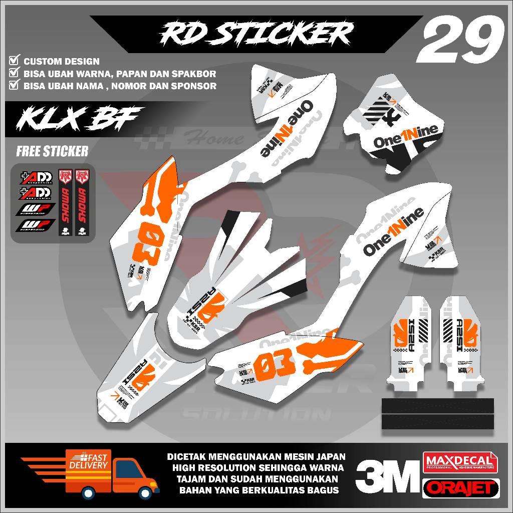 ( RD STICKER ) DECAL HONDA KLX BF STICKER FULL BODY MOTIF TENGKORAK TERBARU BISA REQUEST