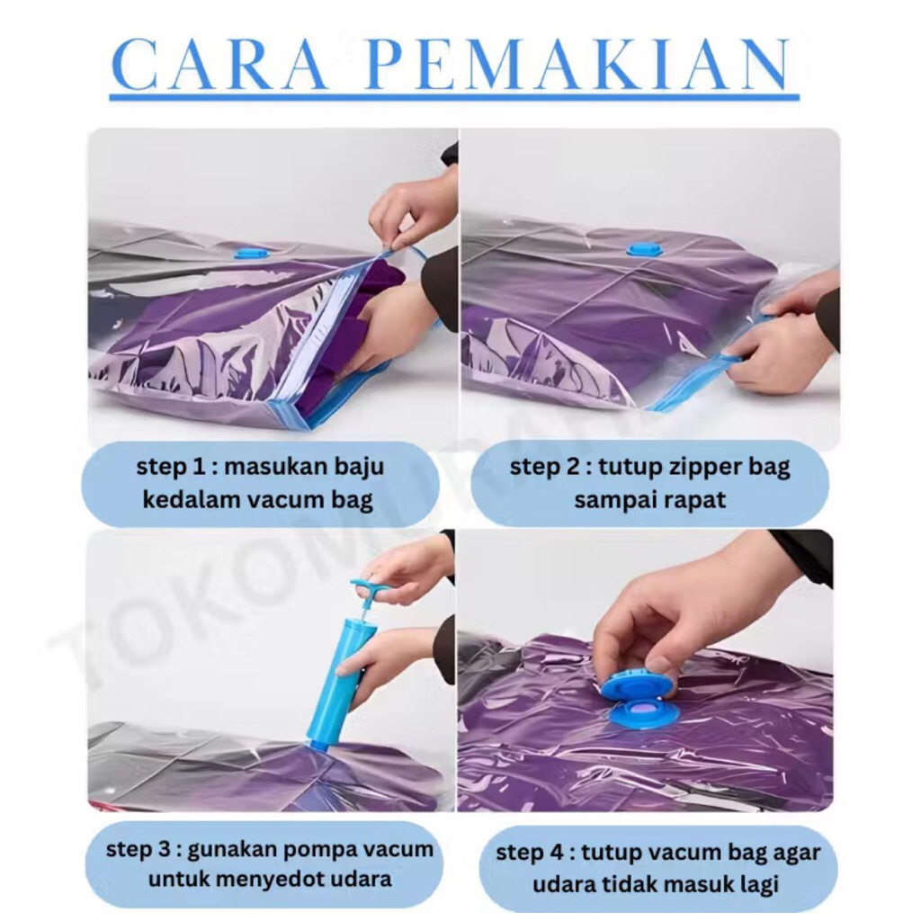 TERLENGKAP  Vacum Plastik Korea / Vacum Plastic Bag Travel / Vakum Baju Pakaian / Plastik Vakum Baju