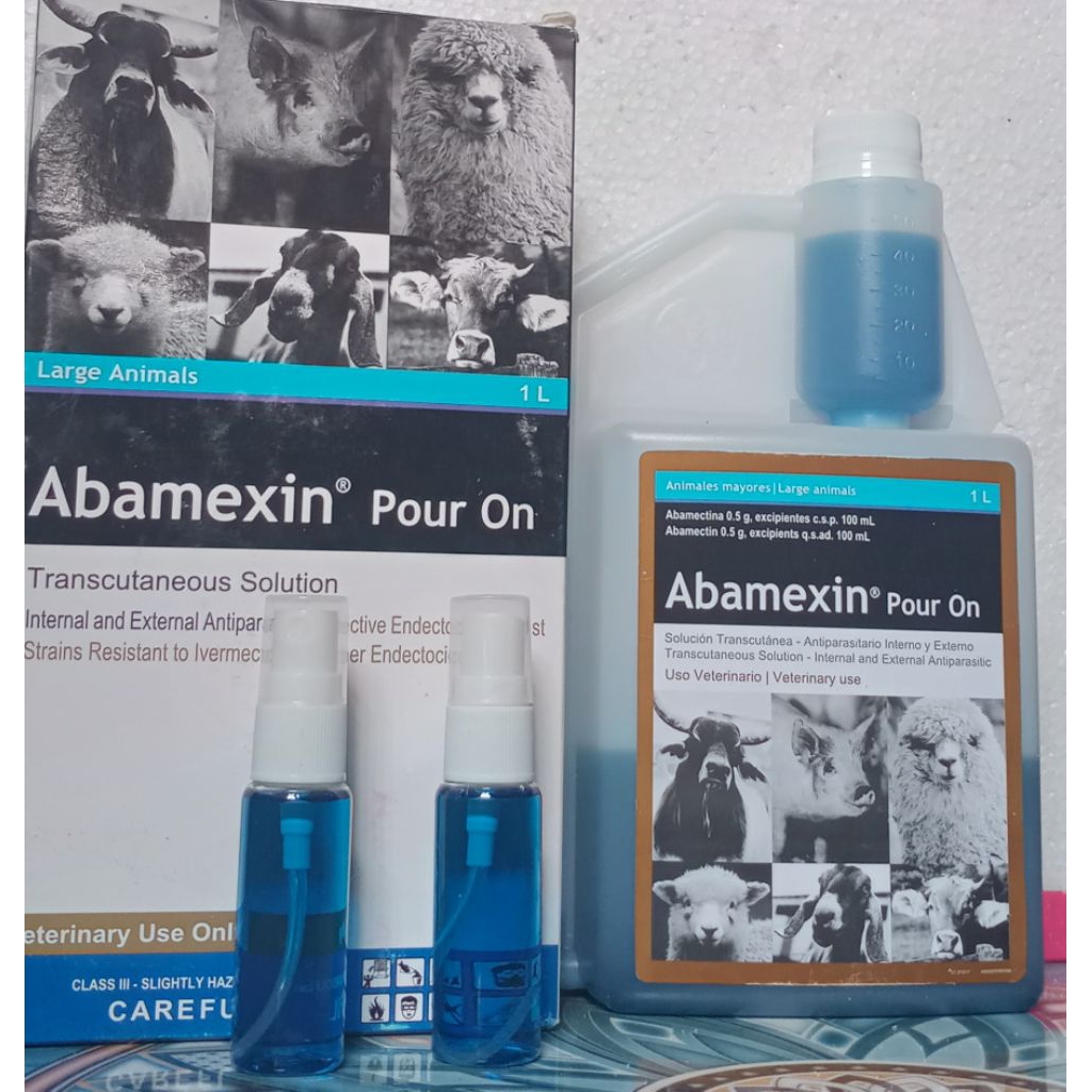 OBAT CACINGTETES PUNGGUNG sapi, kerbau, kambing,babi,ABAMEXIN PUR ON, Rielpac 20ml