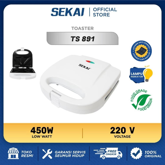 SEKAI Pemanggang Roti Toaster Sandwich Waffle / Roti Panggang - TS 891 / TS 892 S / TS 892 W