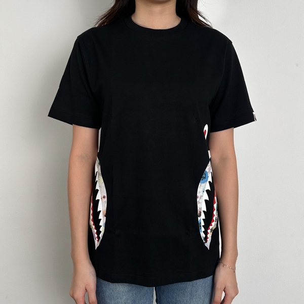 Kaos BAPE SHARK SIDE CAMO ROSE FLOWER BLACK TSHIRT 100% ORIGINAL
