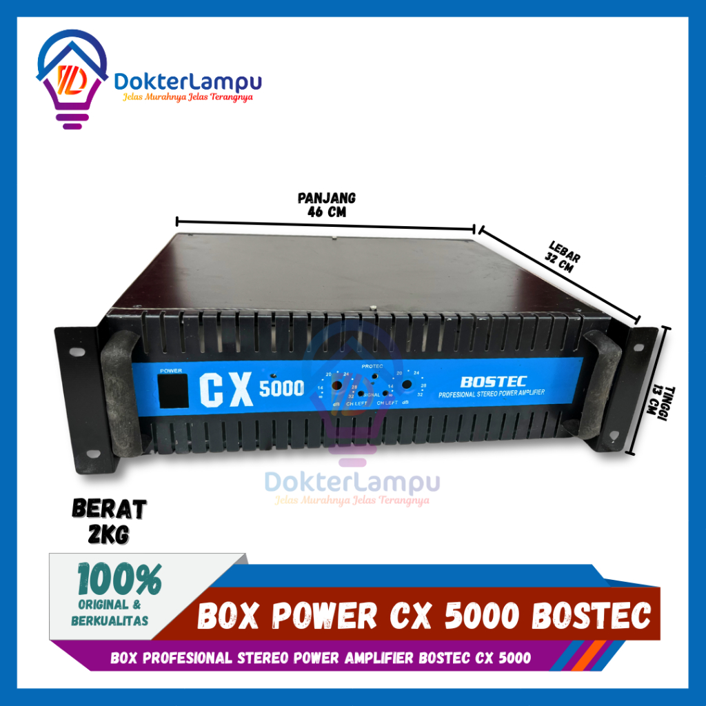 BOX AMPLIFIER CX 5000 BOSTEC PROFESIONAL STEREO AMPLIFIER