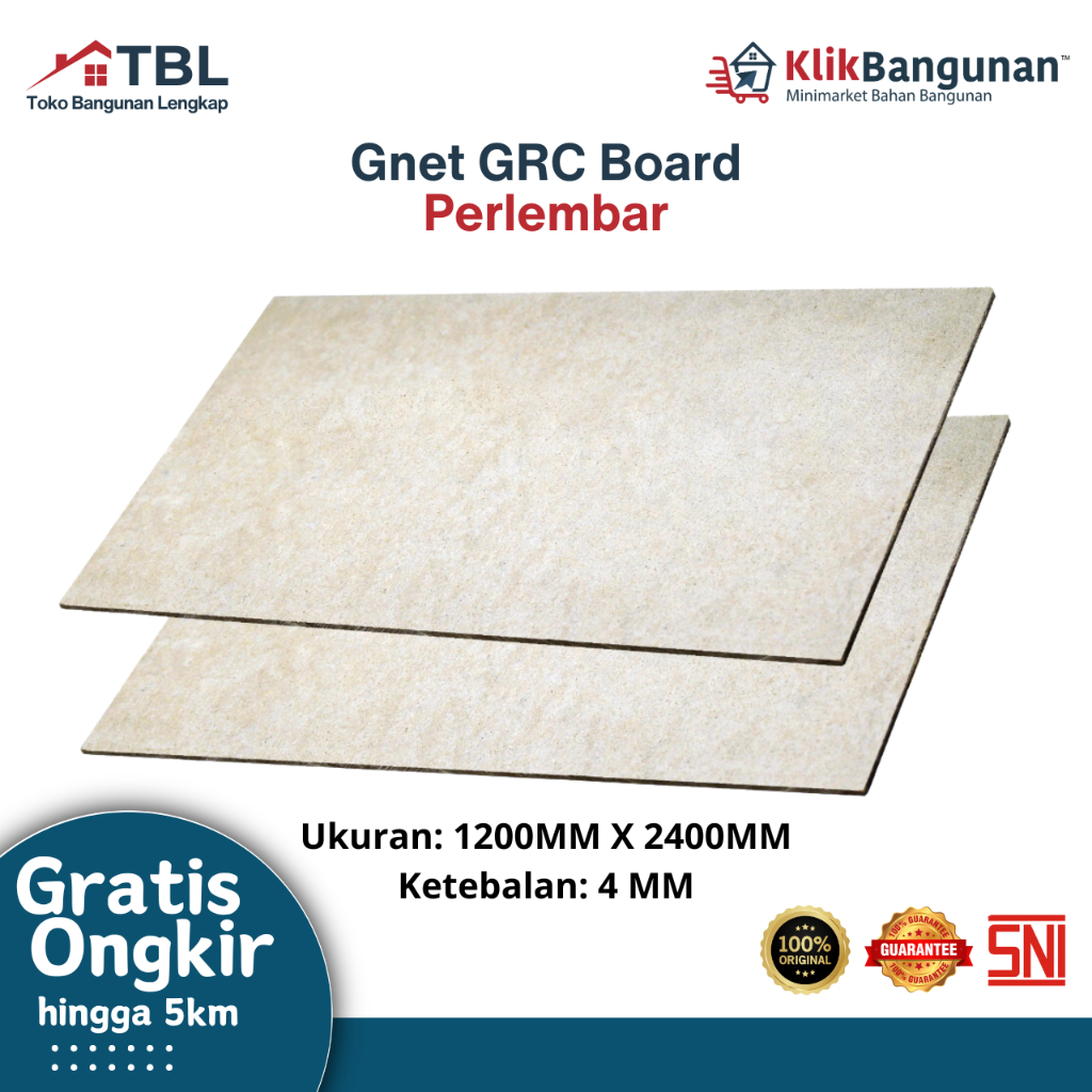 GNET Cement Board – Papan GRC / Papan Semen Anti Rayap untuk Dinding & Plafon