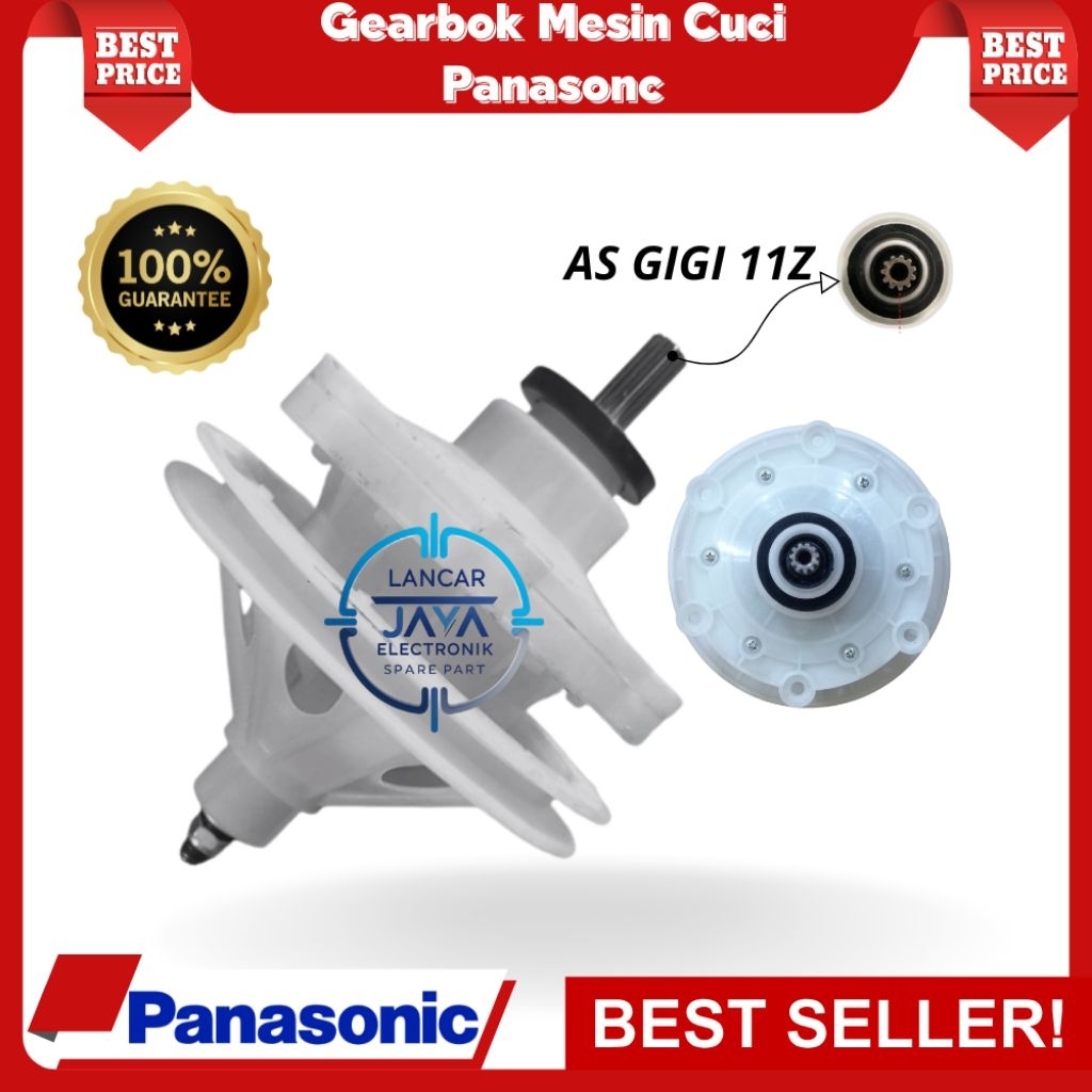 Gearbox Mesin Cuci Panasonic 12kg 2 Tabung Seri NA-W120BBX2 - As Gerigi 11Z Baut 6 - Pully Lebar -Sp