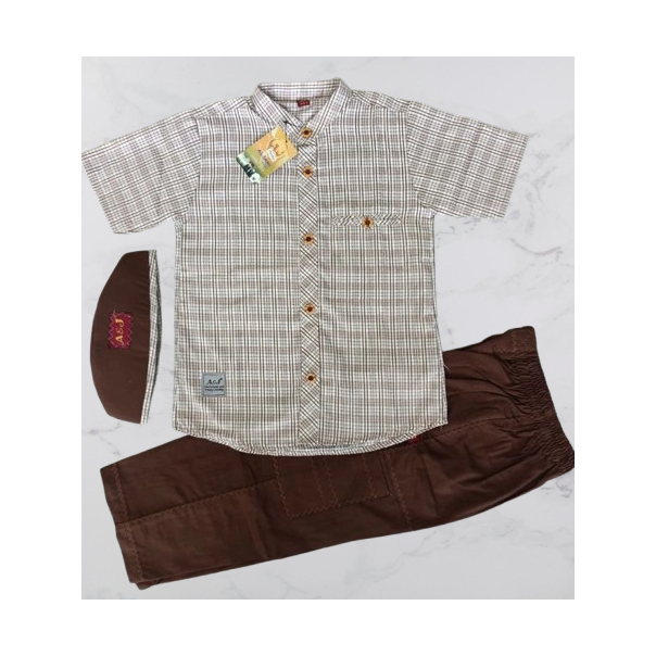 Koko Anak Lengan Pendek A&J Usia 3-13 Tahun / Koko Setelan Anak Motif Kotak A&J / Koko Setelan Anak