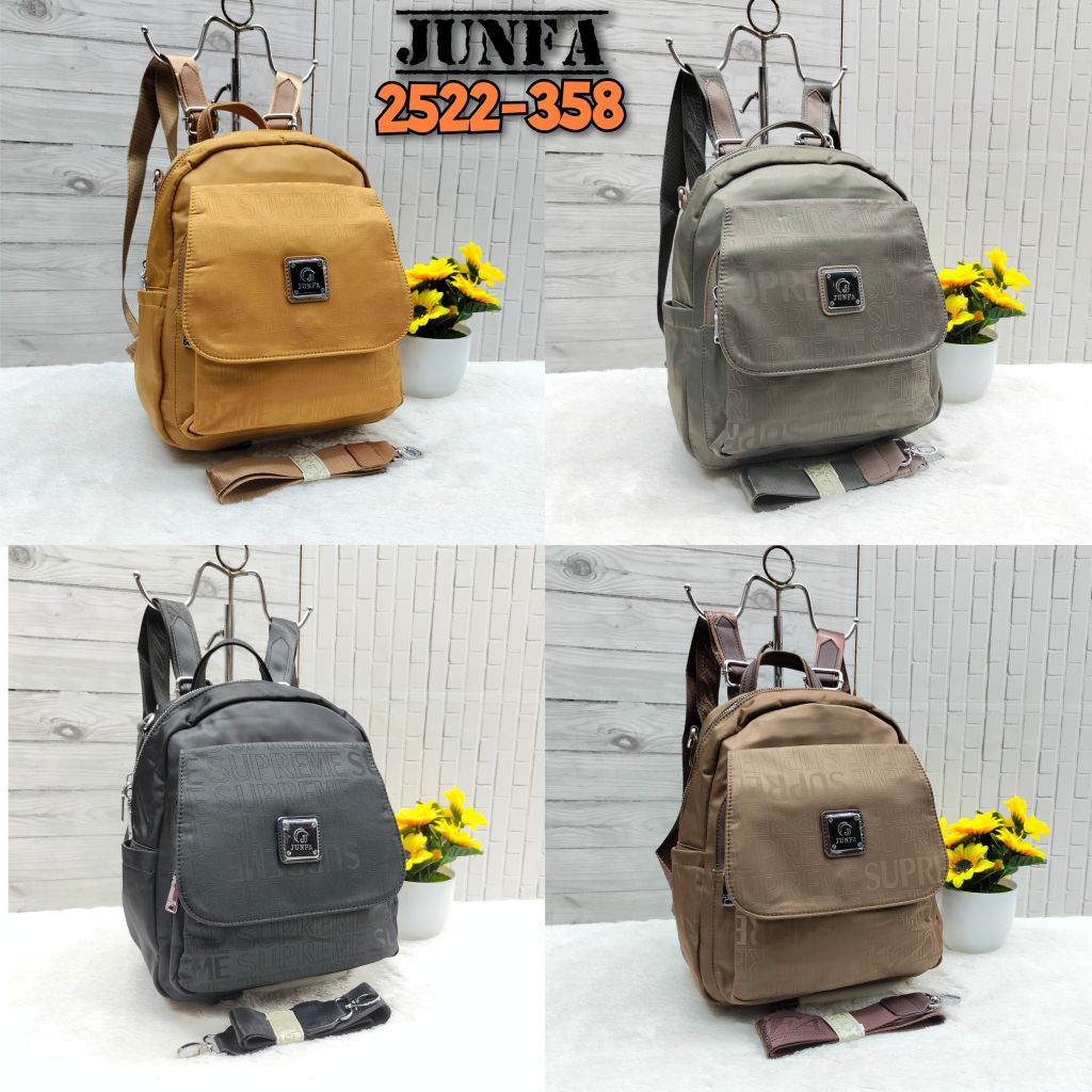 Tas ransel wanita Junfa parasut motif supreme 2522-358 Original