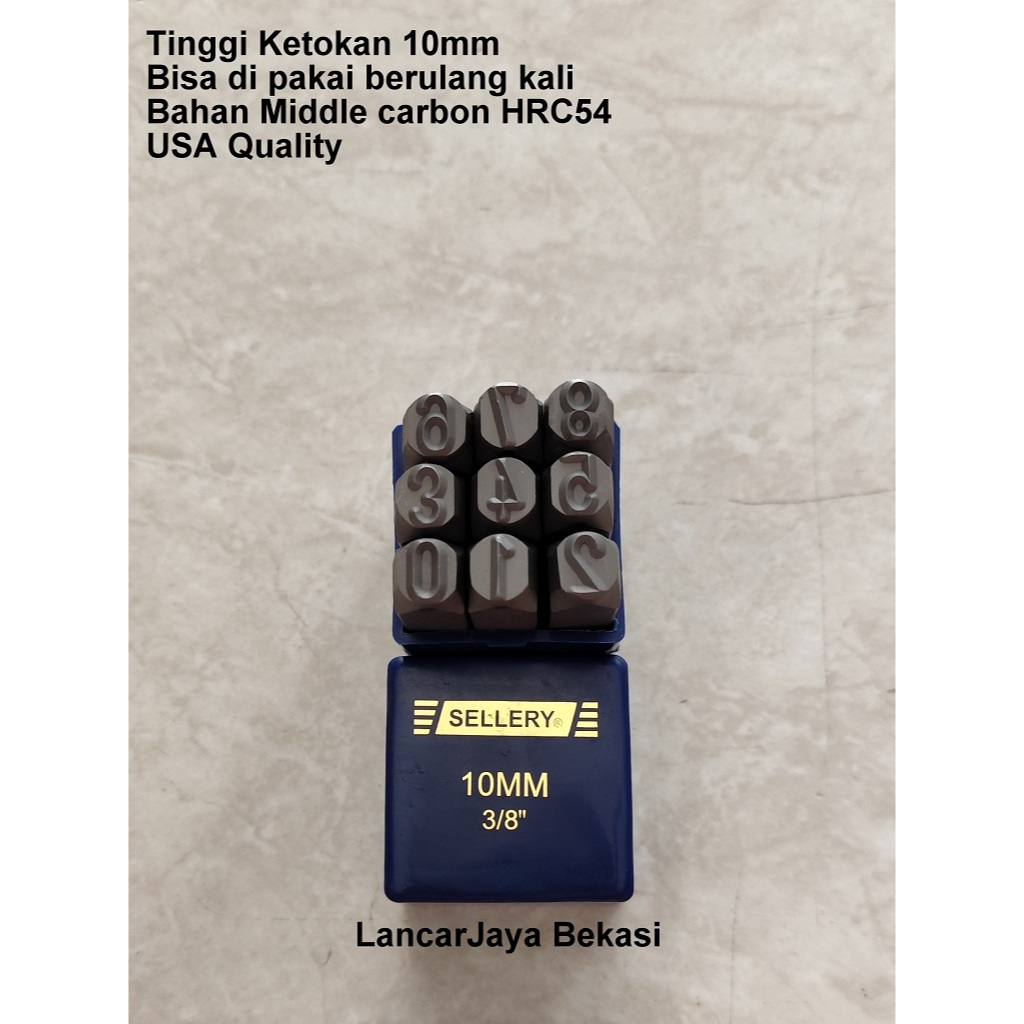 Sellery USA Alat ketok Angka Ukuran 10mm Bahan Middle Carbon HRC54
