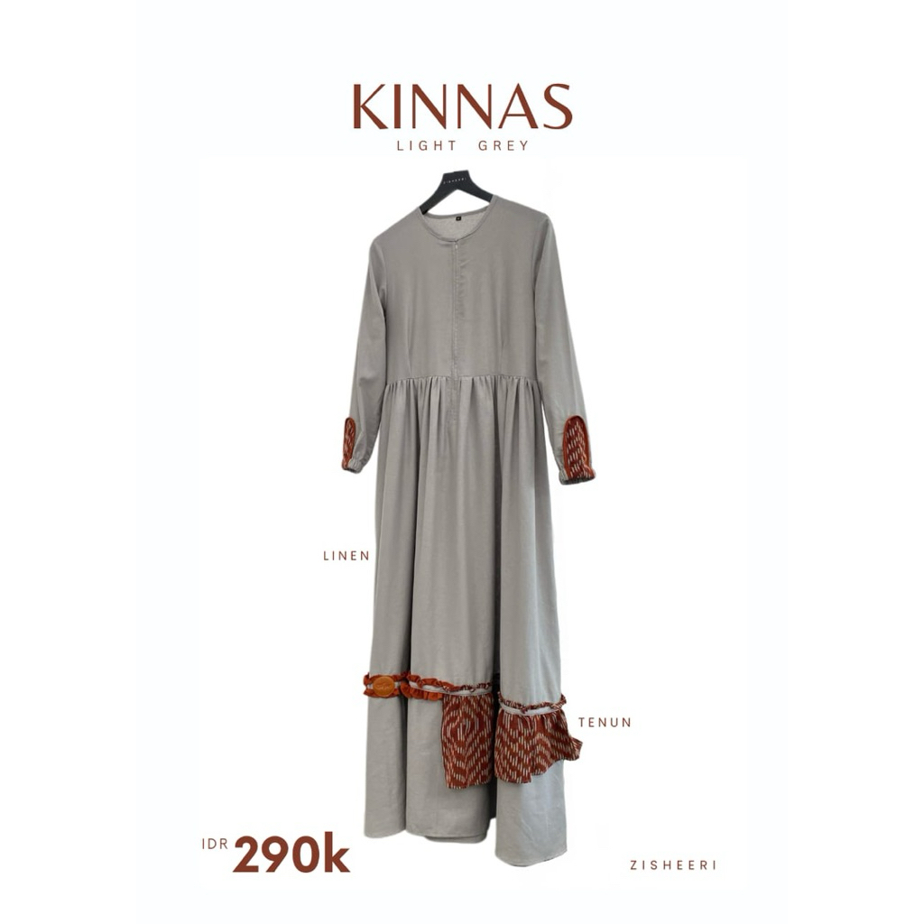 Kinnas Dress By Zisheeri | Gamis Zisheeri Terbaru | Gamis Tenun Zisheeri | Gamis Tenun Kombinasi | G