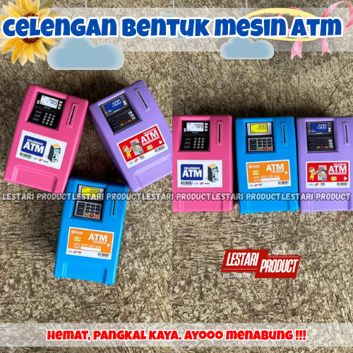 ( 6 PCS ) CELENGAN BENTUK MESIN ATM | CELENGAN PLASTIK | CELENGAN ANAK | CELENGAN KARAKTER | CELENGA