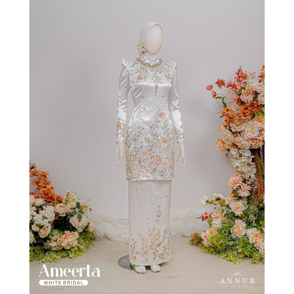 Annur Label Ameerta Set Kurung Melayu Bordir Payet – Elegan untuk Akad, Lamaran & Lebaran