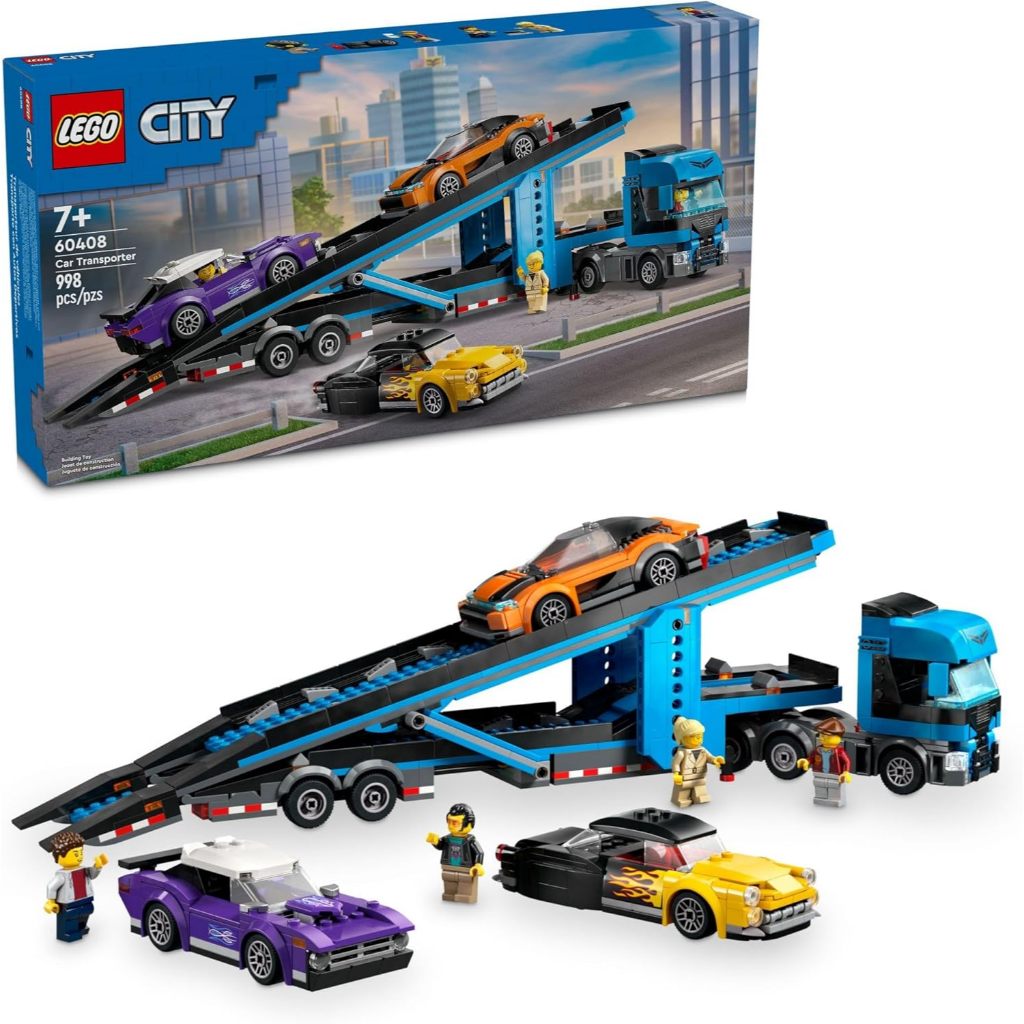 LEGO City Car Transporter Truck with Sports Cars Building Toy Set - Semi Truck Toy with Carrier & Tr