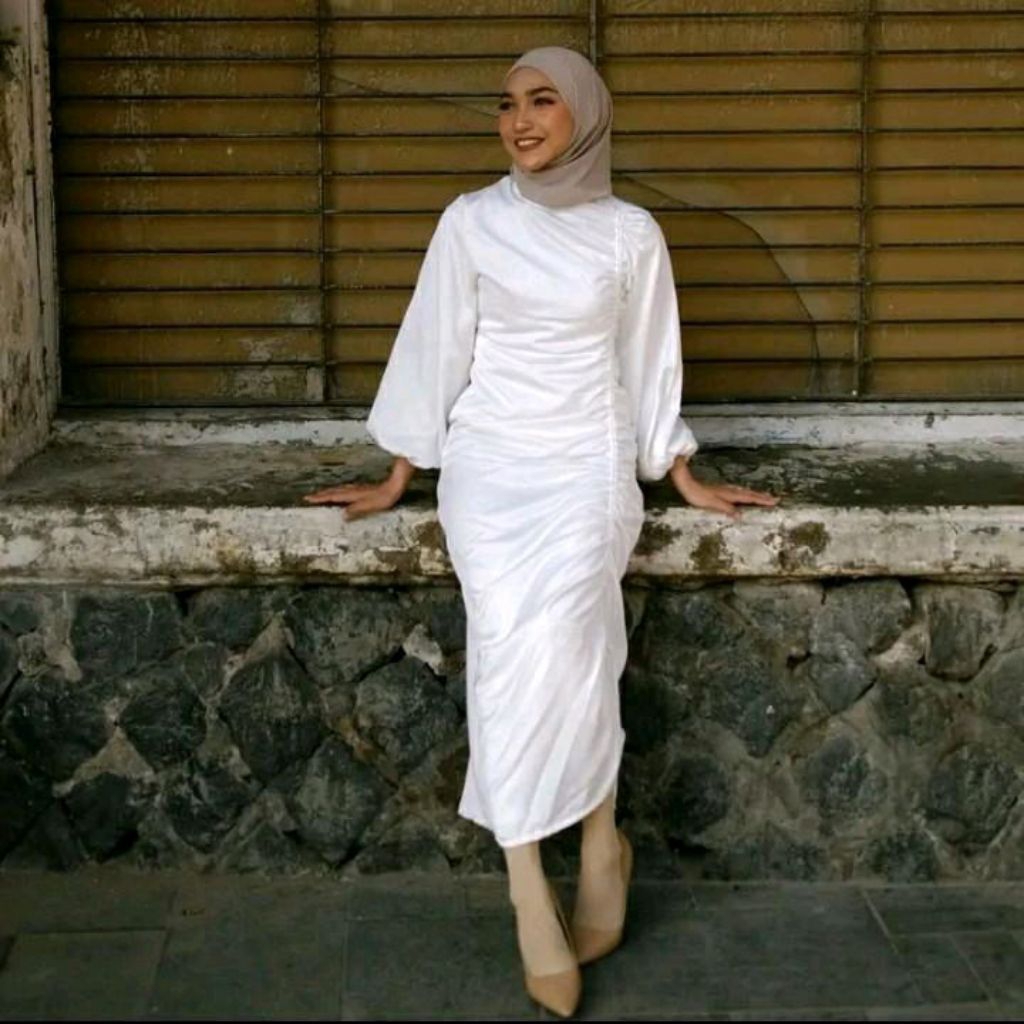 Dress serut kondangan wanita simple elegan murah Bridesmaids ootd baju lamaran