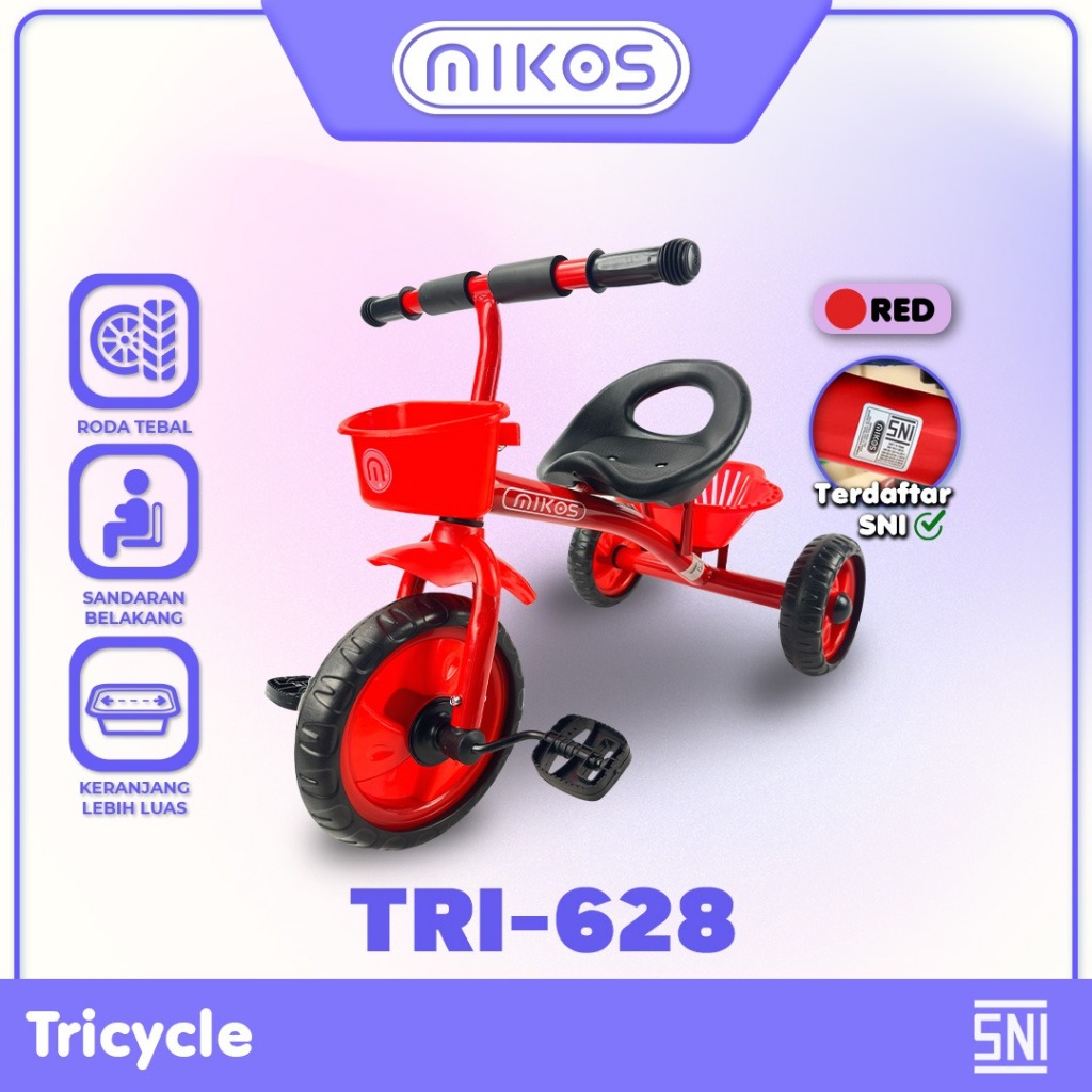 MIKOS Sepeda Anak Roda 3 TRI-628 Sepeda Roda Tiga Tricycle Sepeda Anak 1 Tahun