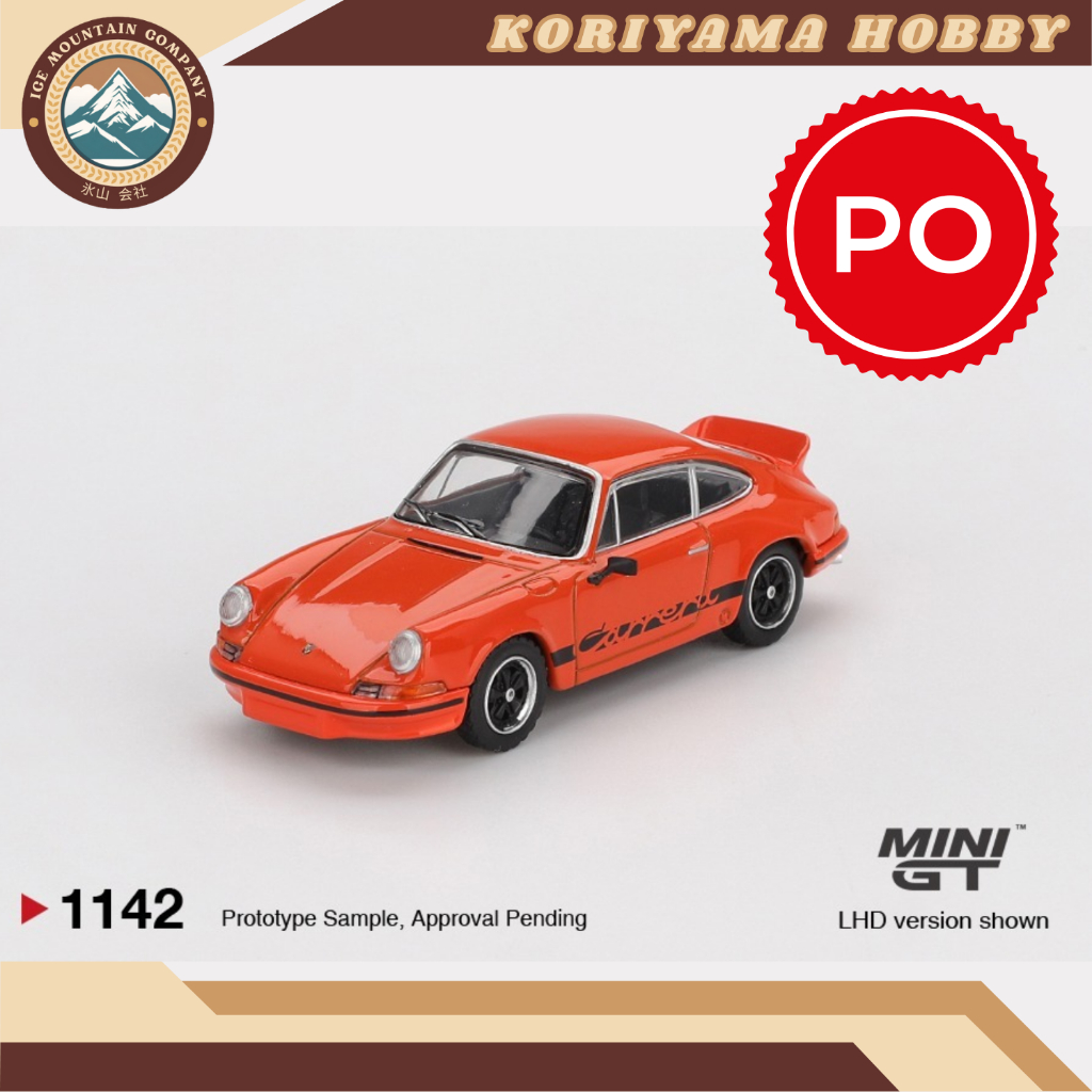 Mini GT 1142 Porsche 911 Carrera RS 2.7 Tangerine with Black Livery MiniGT