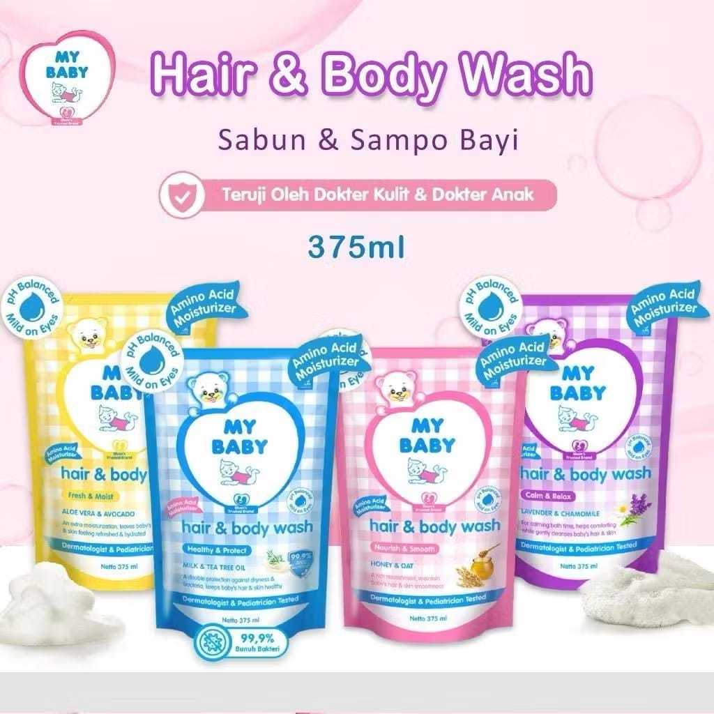 My Baby Hair & Body Wash Refill 375ml | Sabun shampoo mandi bayi 2in1 | Sabun mandi bayi cair
