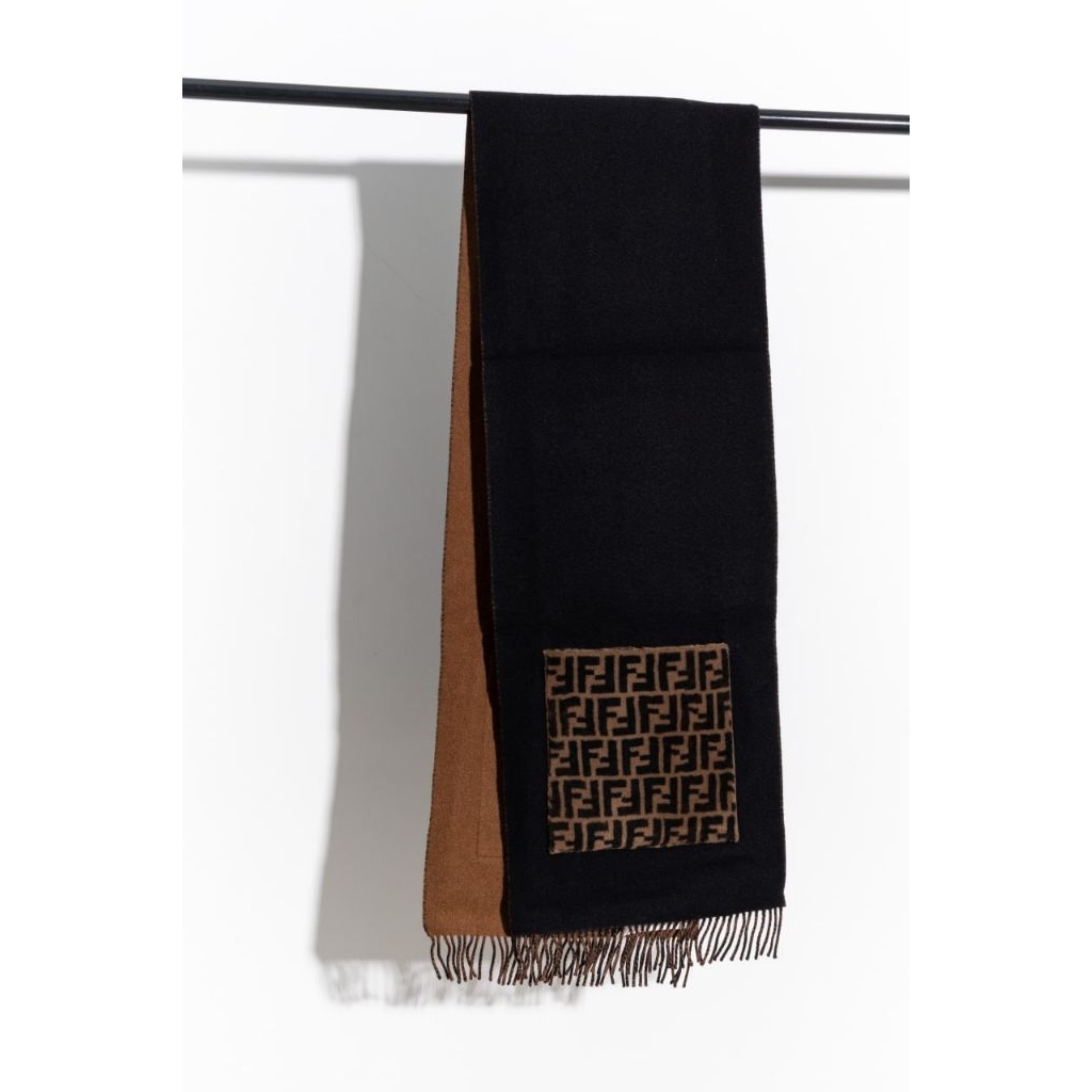 FENDI FF logo blend scarf wool 
Black