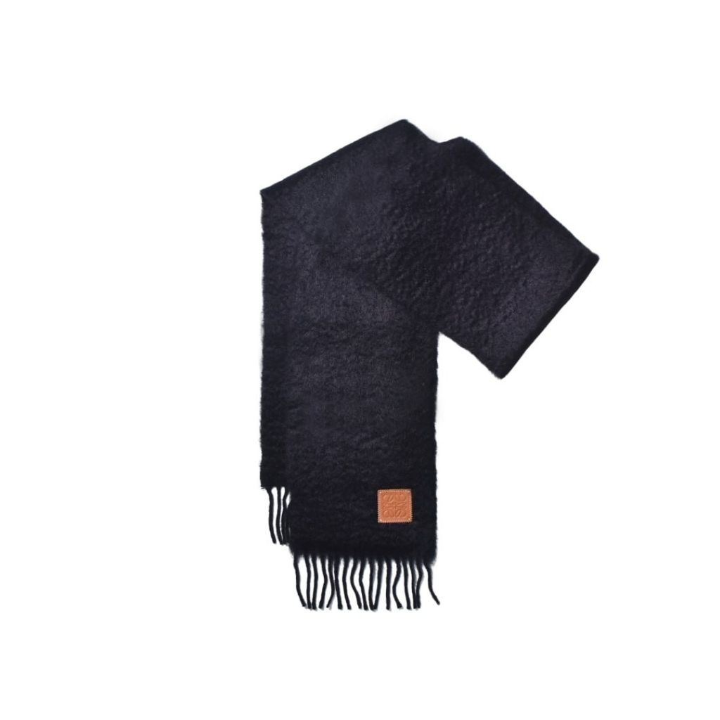 LOEWE Anagram patch logo scarf in mohair and wool  
Black